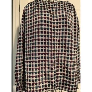 SOLOS BY KORET Plaid Button Front Long Sleeve Shirt Women Size 16 Burgundy Green